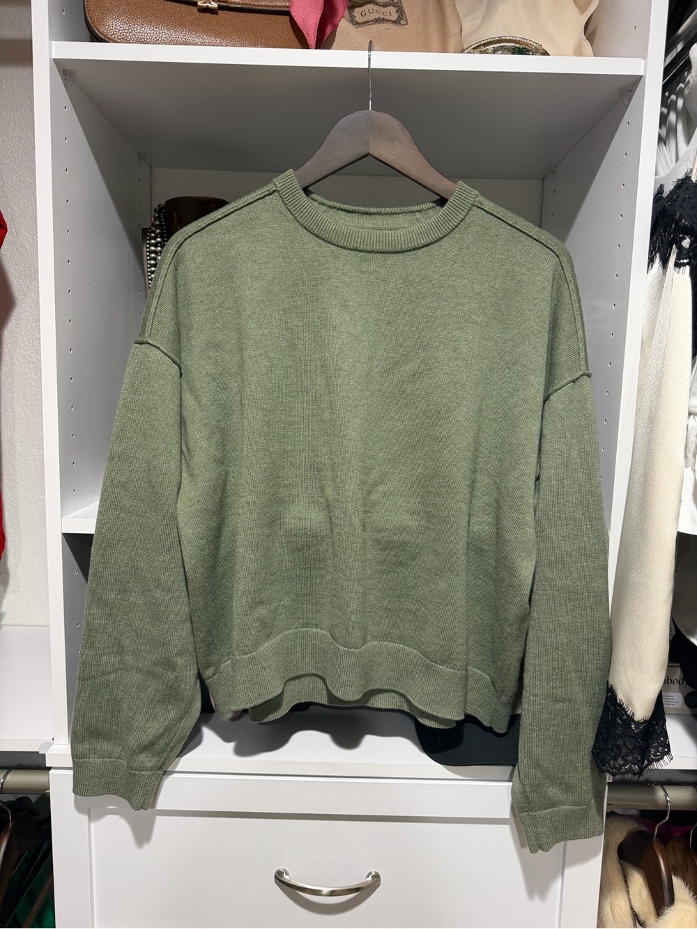 J. Crew Olive Green Crewneck Sweater